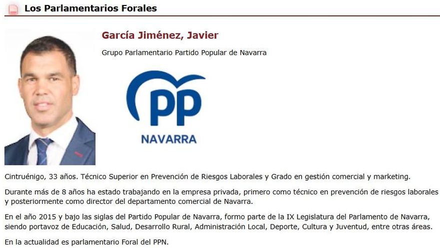 El presidente del PP de Navarra incluyó en su currículum un grado que no tiene