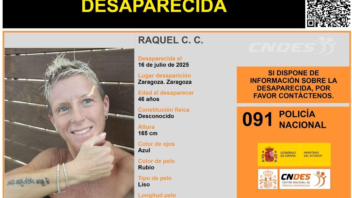Imagen difundida por CNDES sobre la desaparición de Raquel C.C.