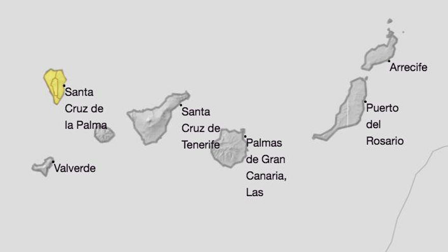 Aviso de riesgo por fuertes lluvias este jueves en La Palma