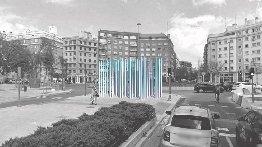 Recreación de Monumento Vivo, el recuerdo a las víctimas del terrorismo en Madrid