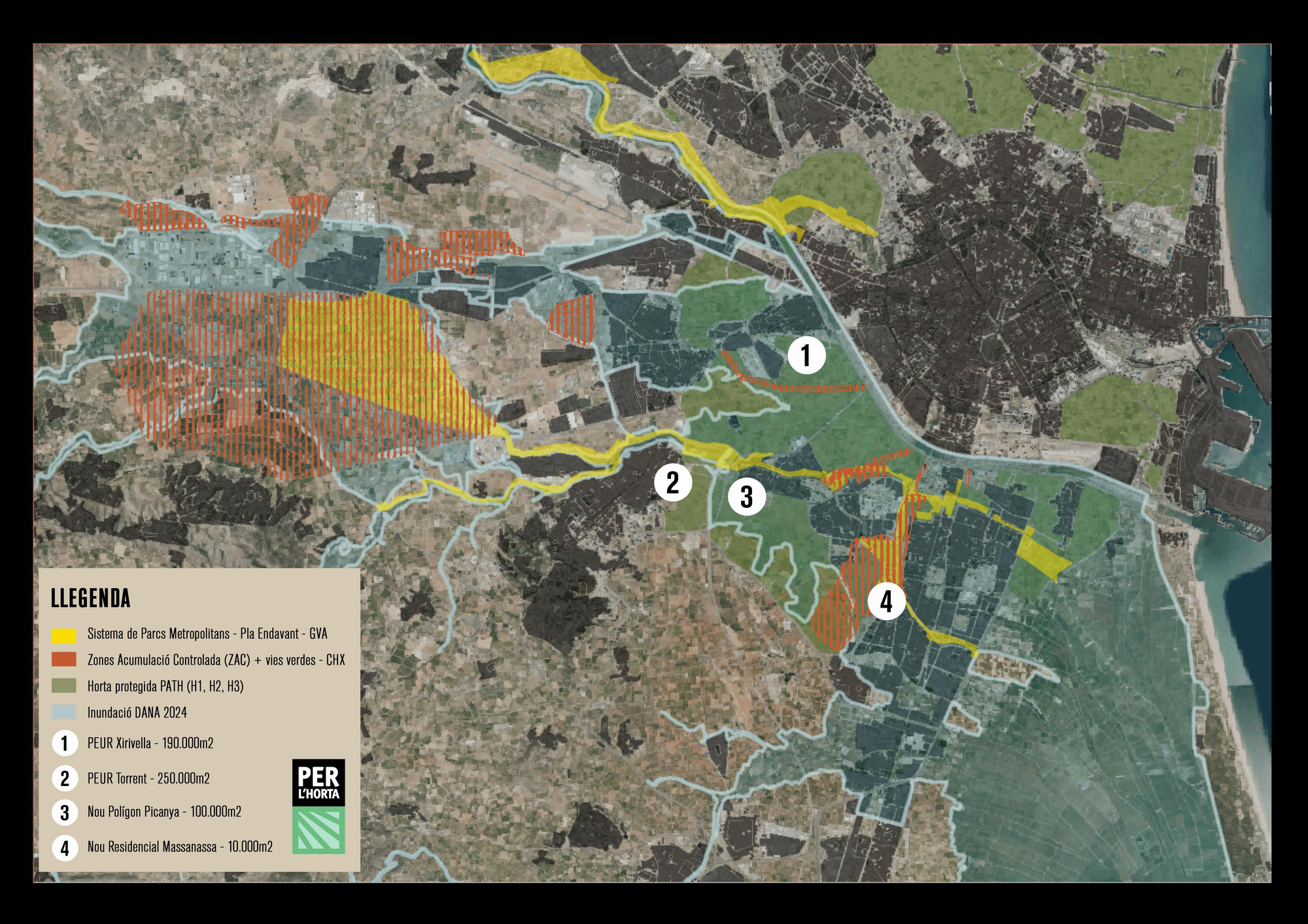 Plano con la ubicación de los diferentes proyectos en la zona afectada por la dana.