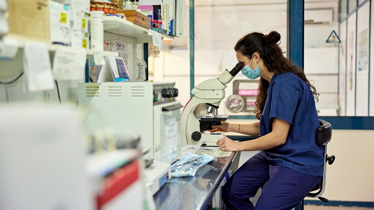 Técnico de laboratorio investigando