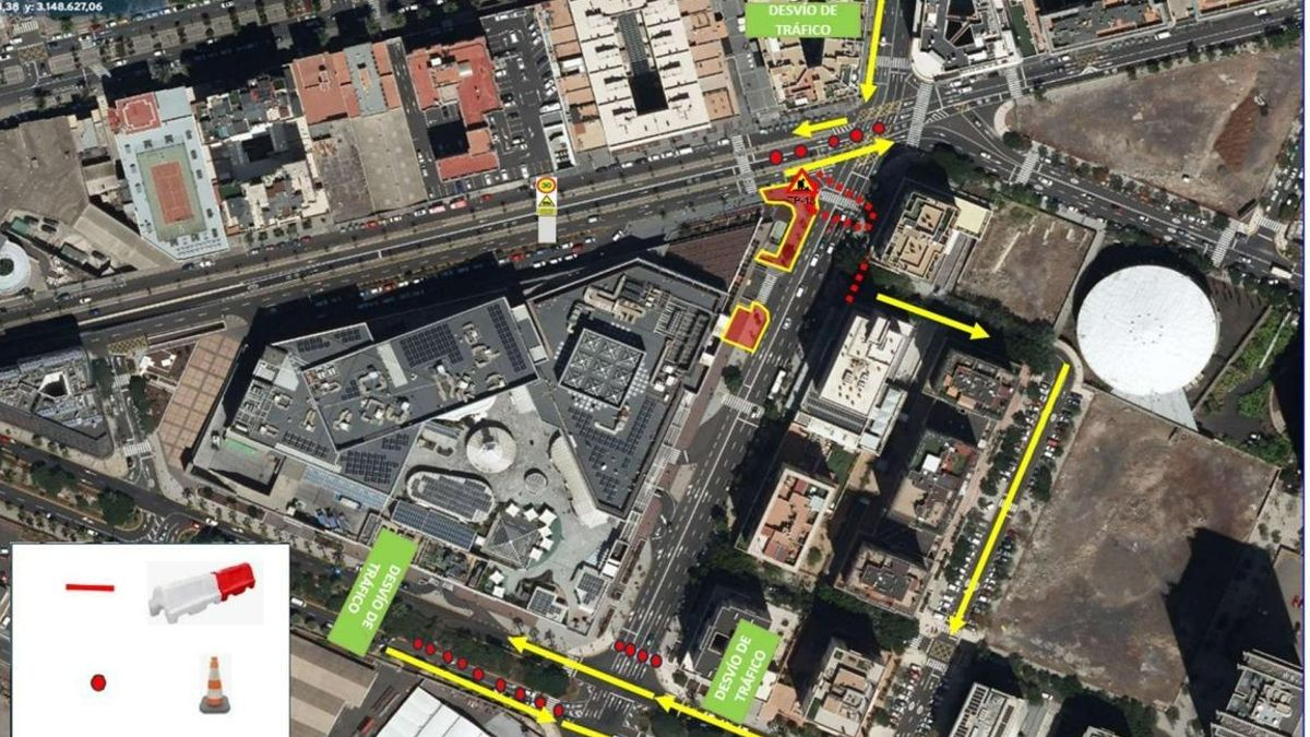 Santa Cruz de Tenerife anuncia cortes de tráfico en el entorno del Centro Comercial Meridiano
