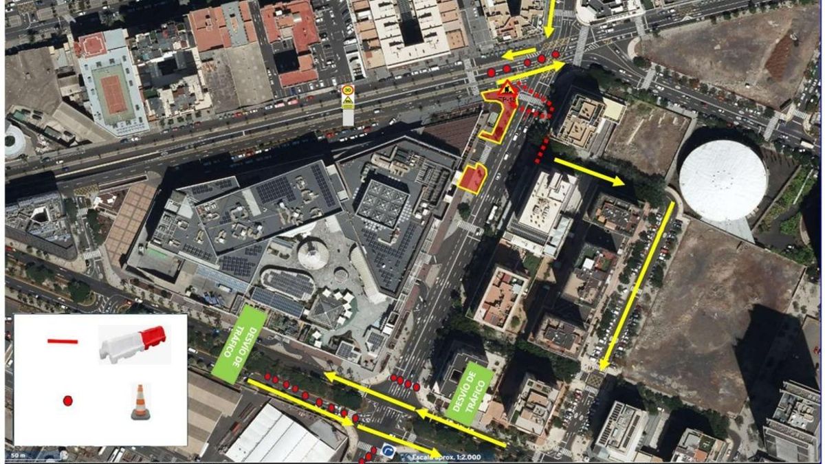 Santa Cruz de Tenerife anuncia cortes de tráfico en el entorno del Centro Comercial Meridiano