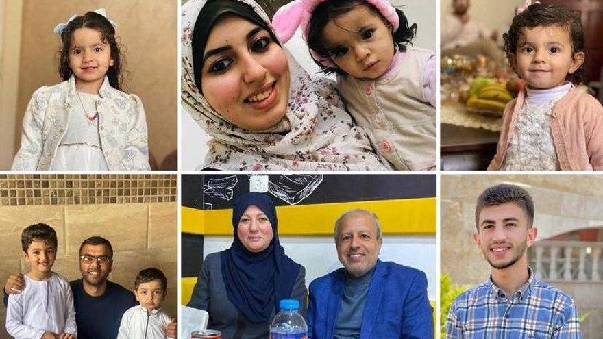 Los hijos, padres, hermana y hermano del doctor Osama, compañero de la doctora Jeelani, muertos por un ataque israelí