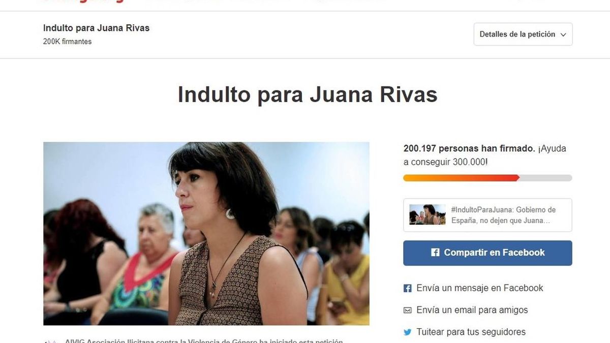 La petición para que se indulte a Juana Rivas supera las 200.000 firmas en dos días