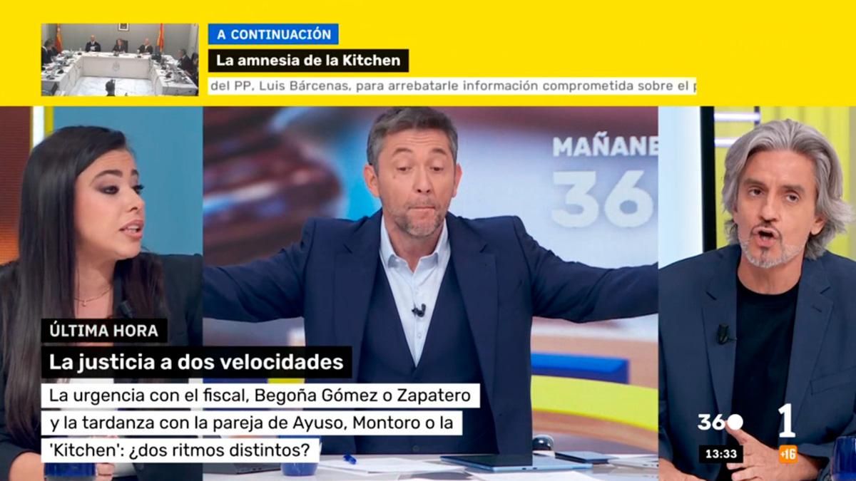 Javier Ruiz frena la discusión entre Sarah Santaolalla y Mariano Alonso en RTVE: "No se consienten las faltas de respeto"