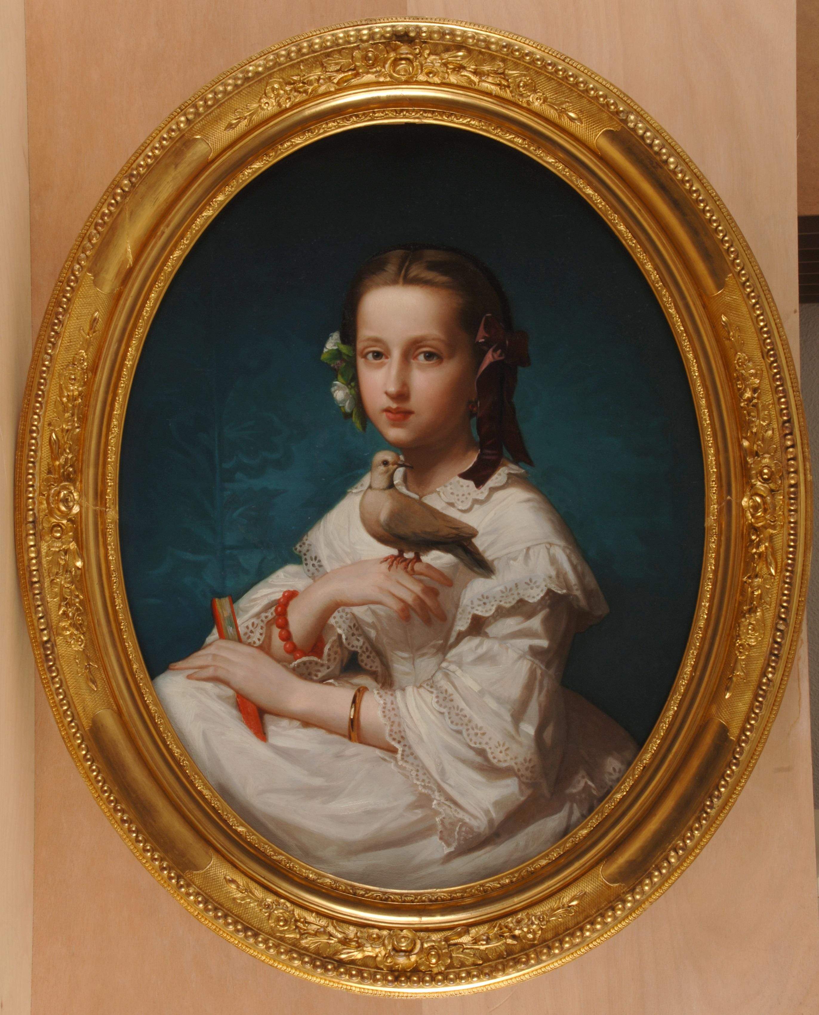 Luis de Madrazo. Maria Teresa con una tórtola, 1880