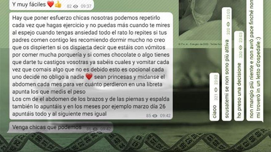 La apología de la anorexia burla la censura en Telegram y Whatsapp: "Es muy difícil de rastrear"