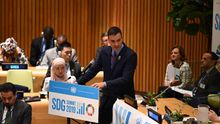 El presidente en funciones Pedro Sánchez durante la Asamblea Gral. de la ONU. FOTO: PSOE.
