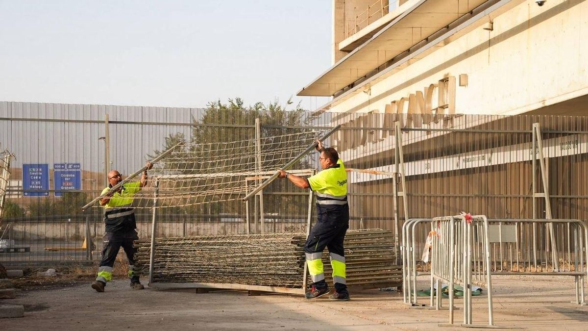 Inicio de las obras de la fachada del estadio