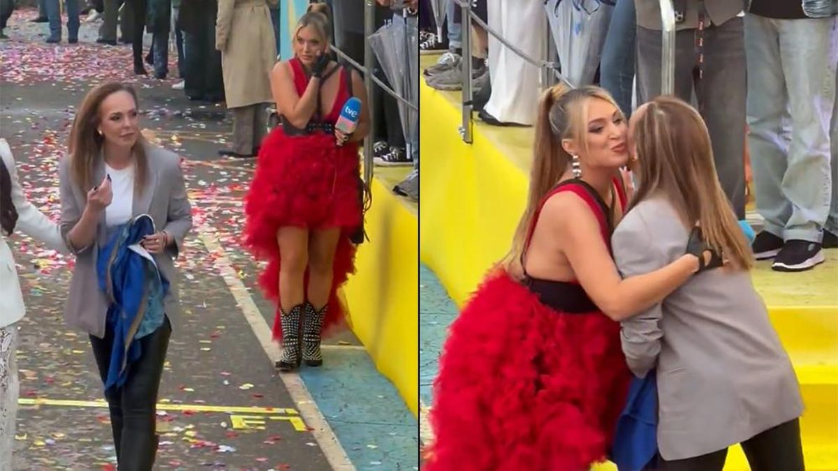 El vídeo que muestra cómo Marta Riesco "persiguió" a Rocío Carrasco para su beso (repetido) en el estreno de 'La familia'