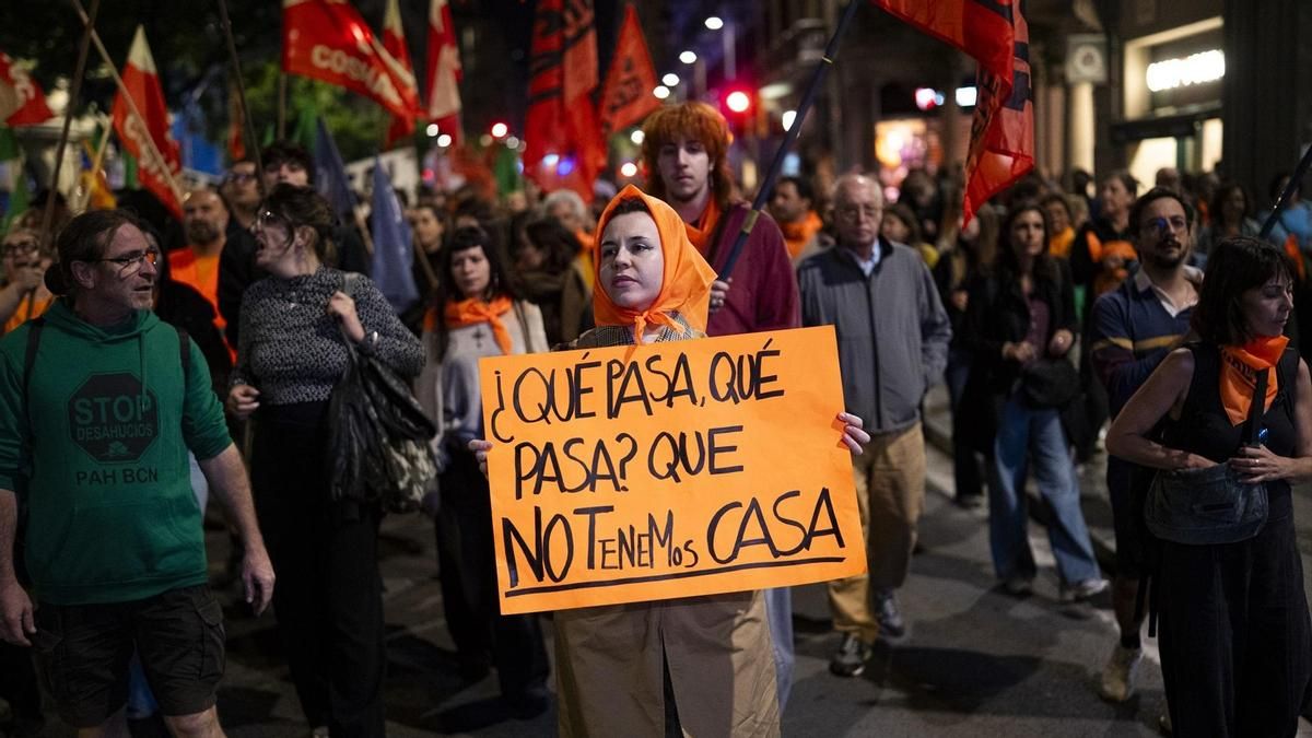 Manifestación por la vivienda, en Barcelona