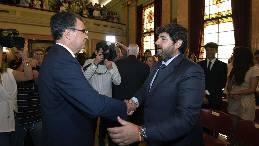 José Ballesta, alcalde de Murcia, este sábado junto al presidente Fernando López Miras