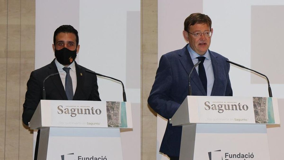 L'alcalde de Sagunt, Darío Moreno, junt al president Ximo Puig.