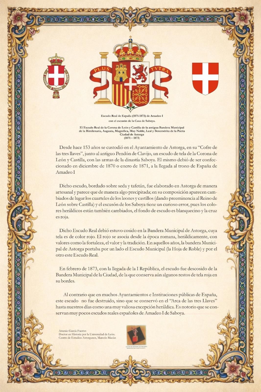 Análisis del hallazgo del escudo real de España de Amadeo I.