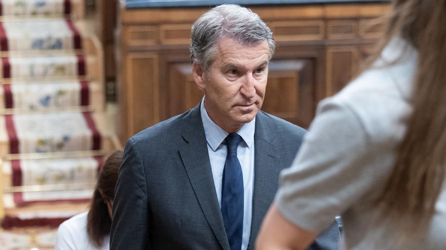 El presidente del PP, Alberto Núñez Feijóo, durante una sesión plenaria en el Congreso de los Diputados, a 25 de junio de 2026, en Madrid (España).