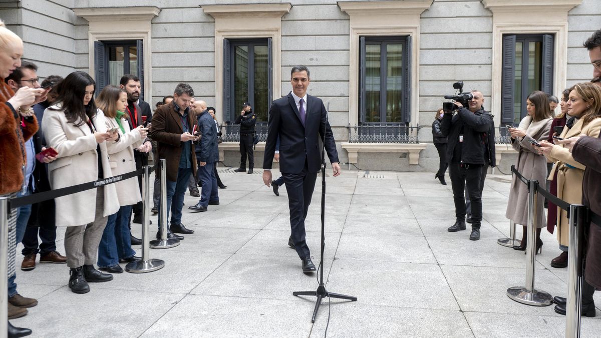 El presidente del Gobierno, Pedro Sánchez, durante el acto institucional por el Día de la Constitución, en el Congreso de los Diputados, a 6 de diciembre de 2022, en Madrid (España).