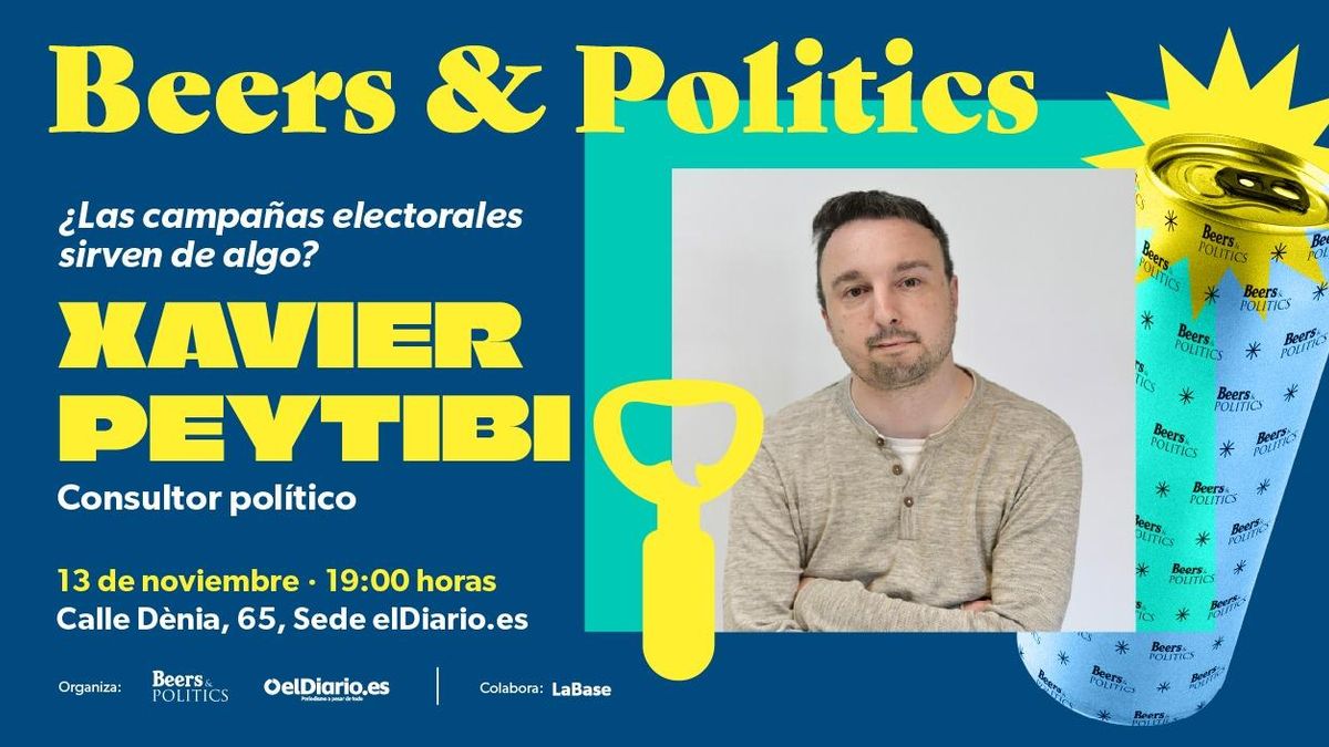 Imagen del cartel de 'Beers & Politics' con Xavier Peytibi.