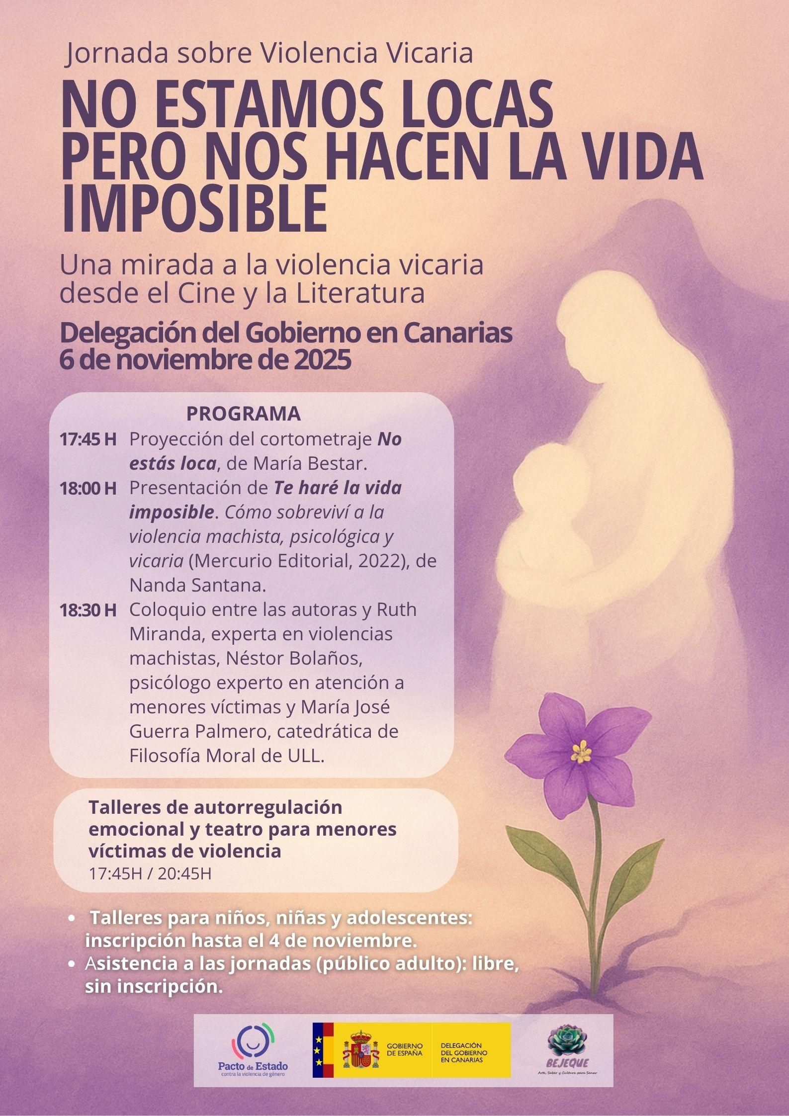 Cartel de la jornada sobre violencia vicaria en Delegación de Gobierno.