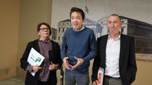 Joan Baldoví junto a Inés Sabanés e Íñigo Errejón