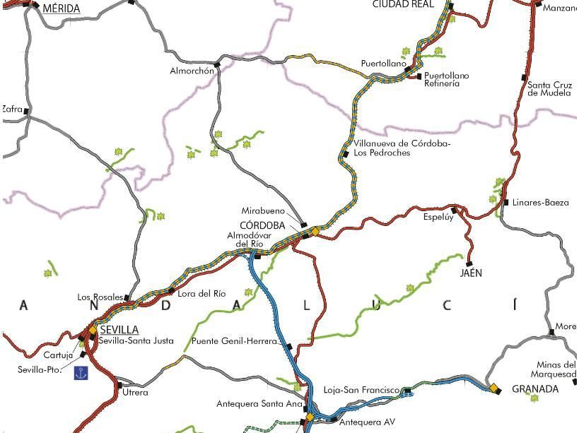 Andalucía mantiene sus conexiones ferroviarias por vía convencional a través de Sevilla y Jaén