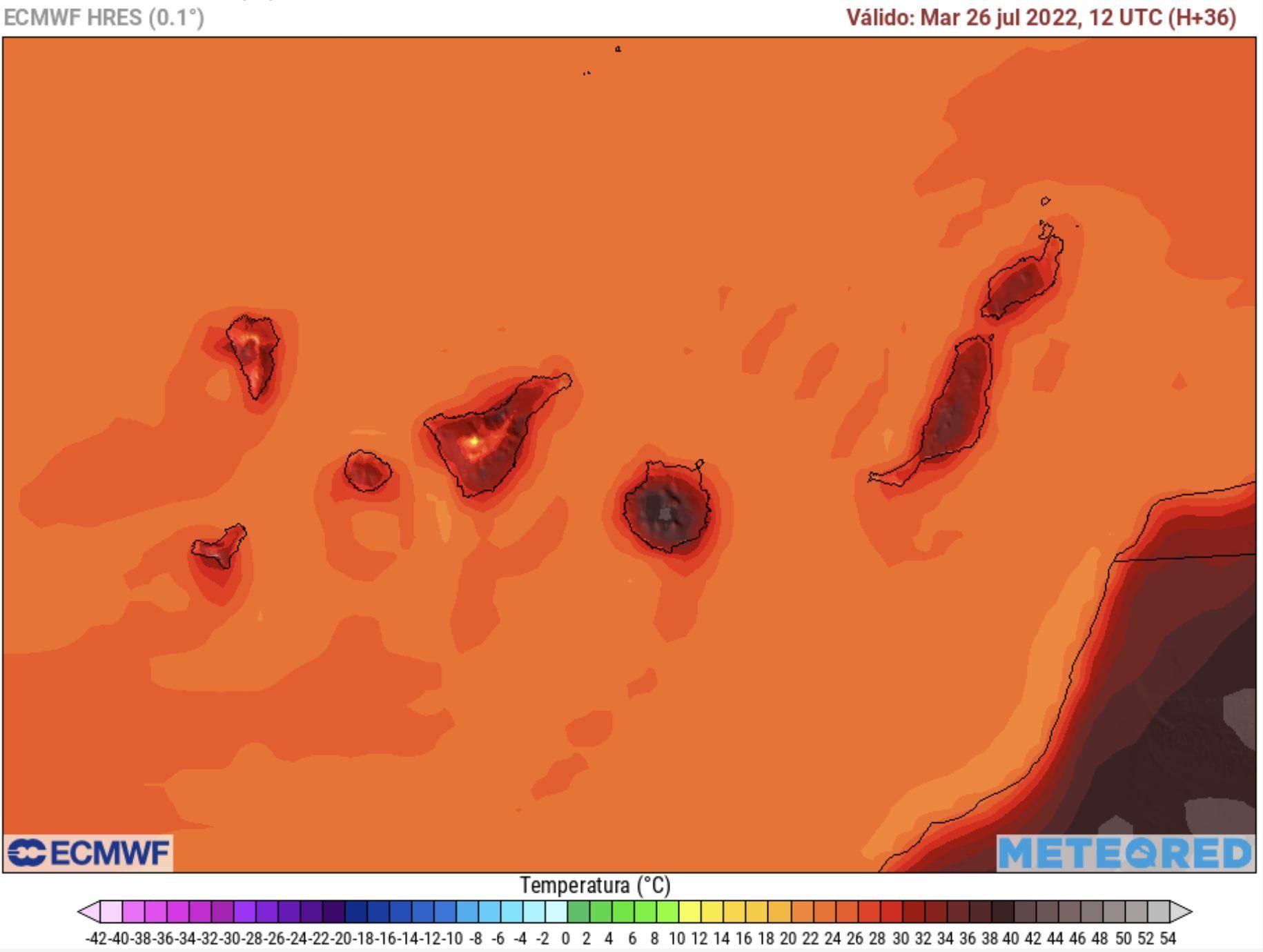 Temperaturas previstas para el martes