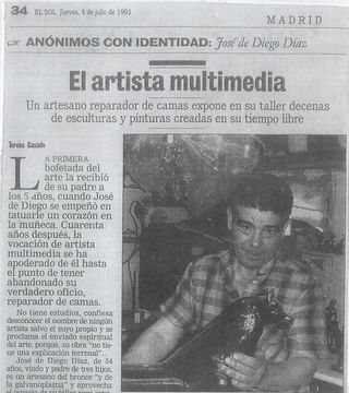 José de Diego, cuyo taller es de un artesano reparador de camas que también es artista, ya salió antes en la prensa