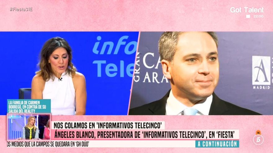 Ángeles Blanco cuenta en 'Fiesta' cómo conoció a Vicente Vallés: "Me llamó por teléfono y pensé que era por trabajo"