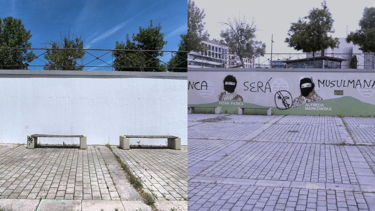Los continuos actos vandálicos con símbolos fascistas desplazan el mural feminista de la ciudad de León