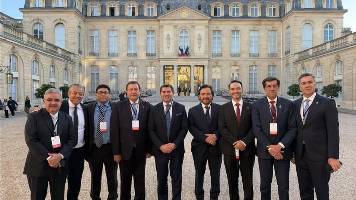 Los gobernadores que acompañaron al presidente Milei a Francia.