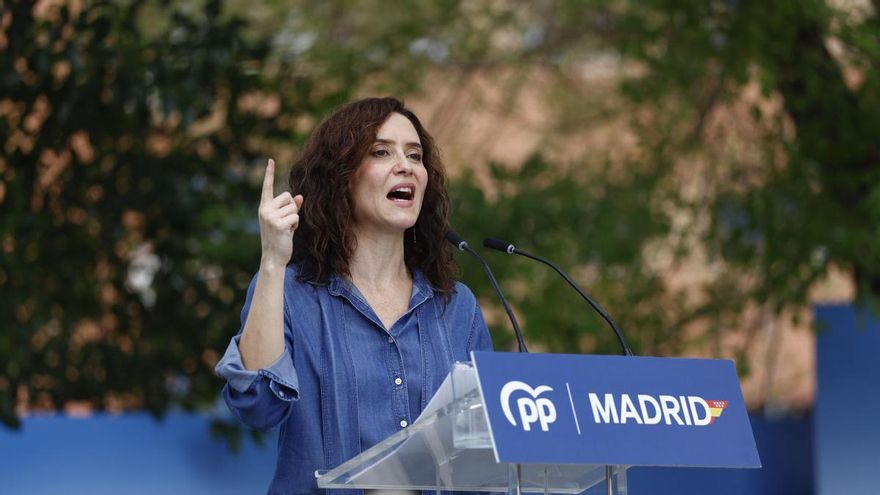 La presidenta del PP de Madrid, Isabel Díaz Ayuso durante el acto de inicio del curso político del PP de Madrid celebrado este sábado en Getafe. EFE/Rodrigo Jiménez
