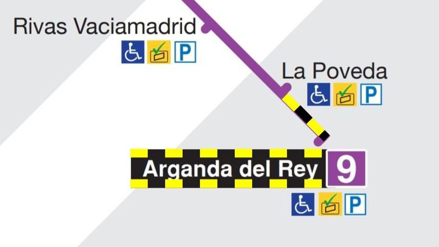 Tramo de obras la línea 9 afectado por las obras en Arganda del Rey