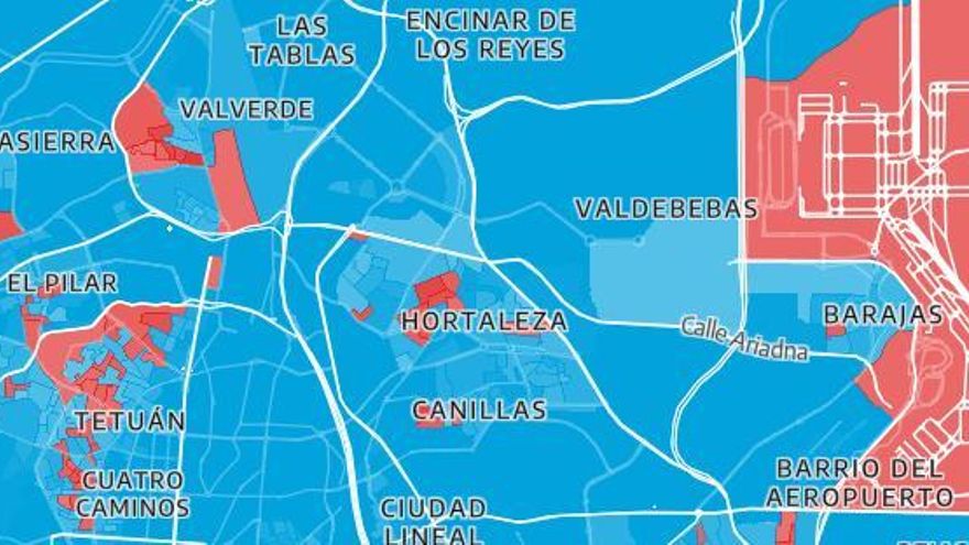 Las 'aldeas galas' que votan mayoritariamente a la izquierda en el norte de Madrid