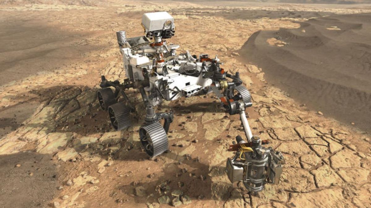 Ilustración artística del rover Perseverance en Marte