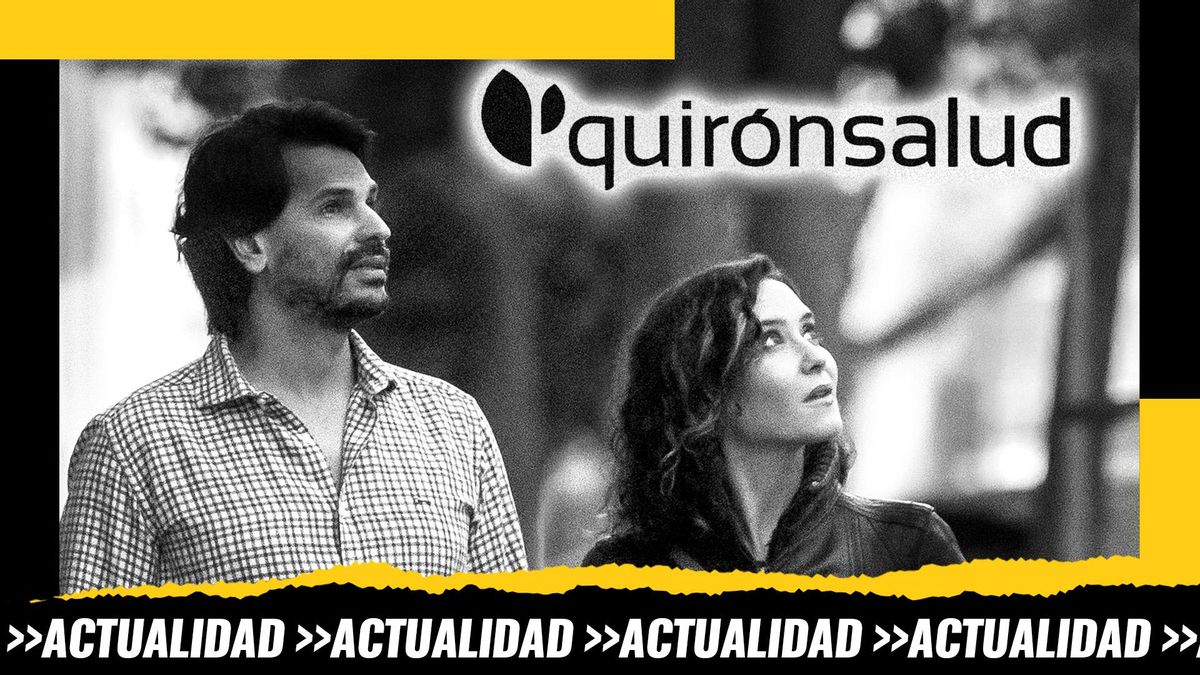 Montaje: foto de archivo del empresario Alberto González Amador y la presidenta de la Comunidad de Madrid Isabel Díaz Ayuso bajo el logo de la empresa Quirón