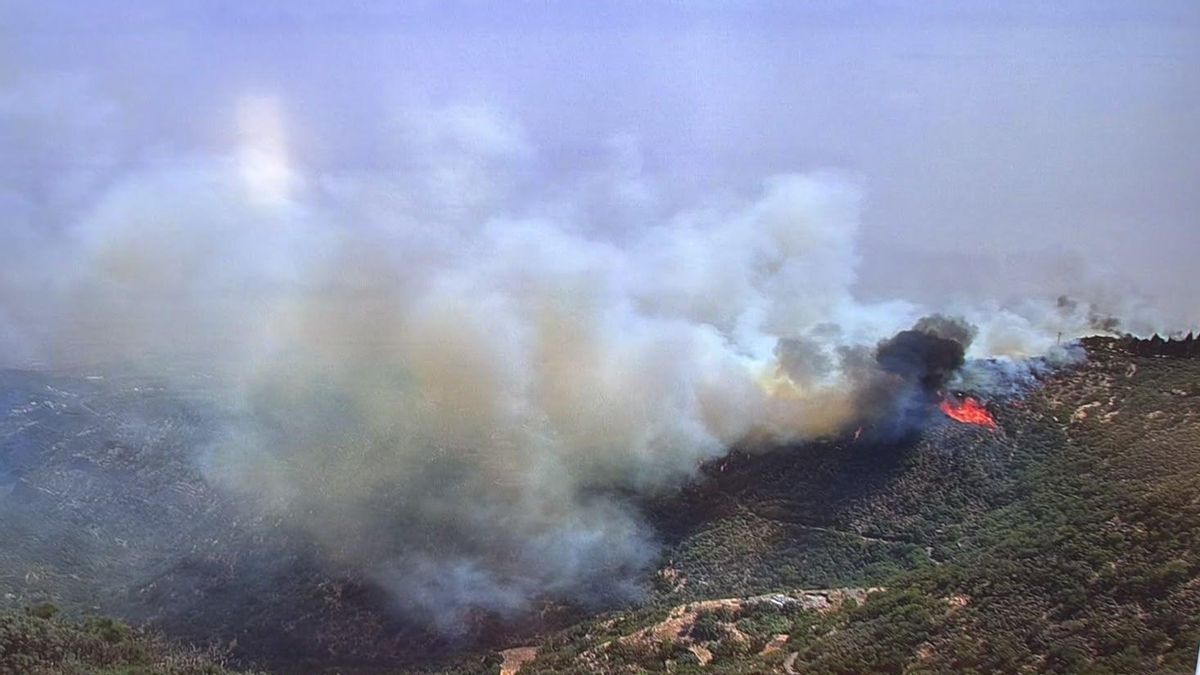 “Aparatoso” incendio “con alto potencial” en Gran Canaria: 40 efectivos y tres helicópteros intentan sofocar las llamas