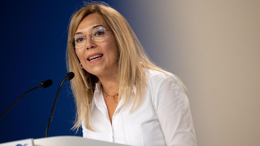 La vicesecretaria de Igualdad, Conciliación y Política Social, Ana Alós, ofrece una rueda de prensa, este unes en la sede de la formación en Madrid