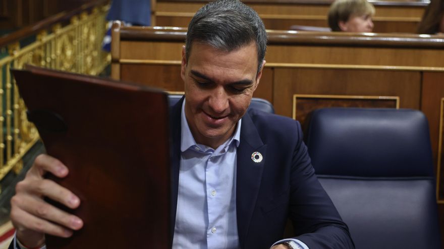 El presidente del Gobierno, Pedro Sánchez, durante una sesión plenaria en el Congreso de los Diputados.