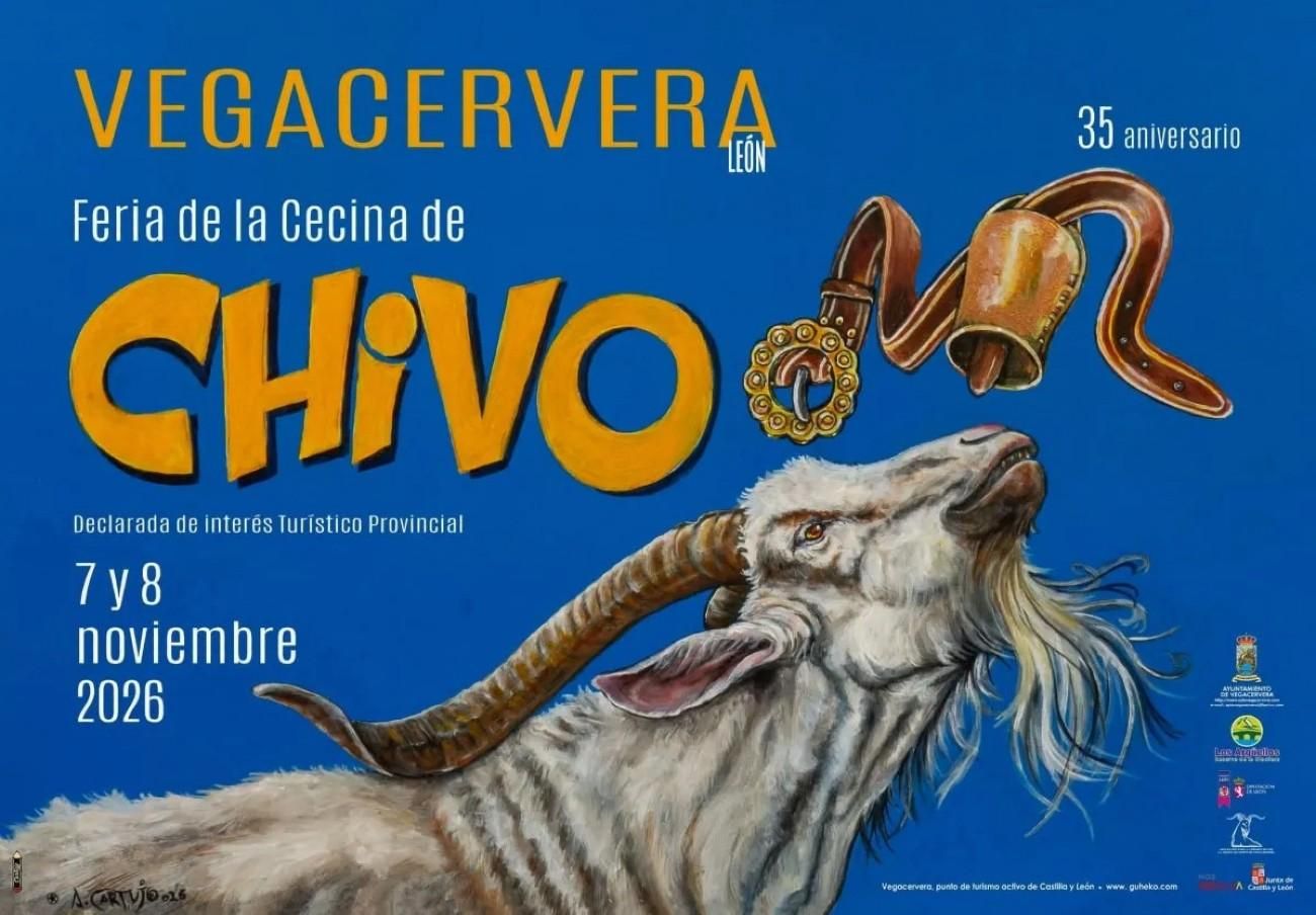 Cartel de la 35.ª edición de la Feria de Cecina de Chivo de Vegacervera, este año en formato horizontal.