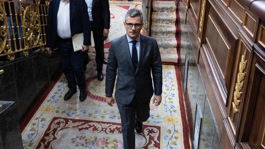 El ministro de la Presidencia, Justicia y Relaciones con las Cortes, Félix Bolaños, durante una sesión plenaria, en el Congreso de los Diputados, a 2 de octubre de 2026, en Madrid (España).