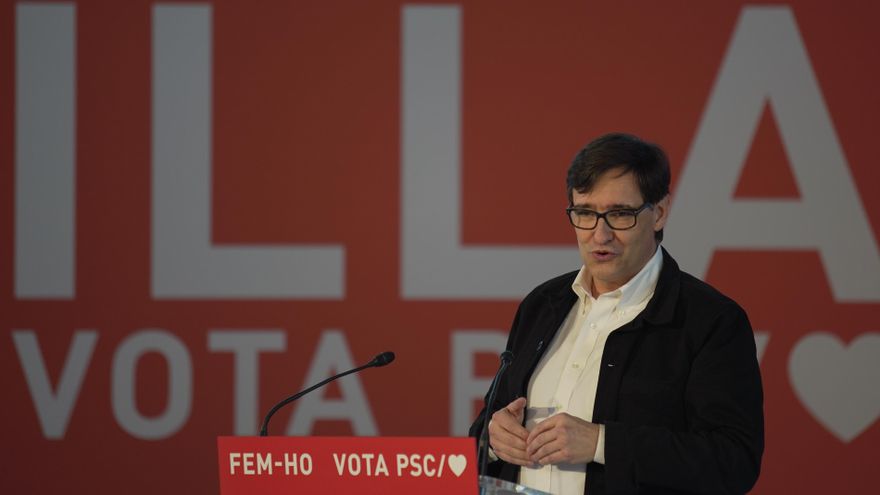 Salvador Illa, durante un acto electoral