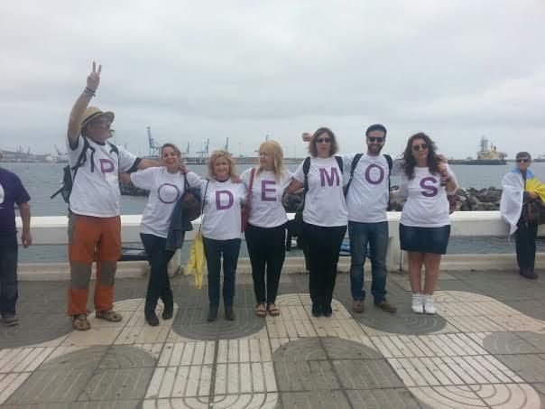 Componentes de Podemos en la Cadena Humana de Las Palmas de Gran Canaria.