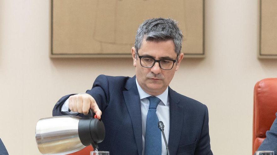 El ministro de la Presidencia, Justicia y Relaciones con las Cortes, Félix Bolaños, durante su comparecencia de este viernes ante la Comisión Constitucional del Congreso.