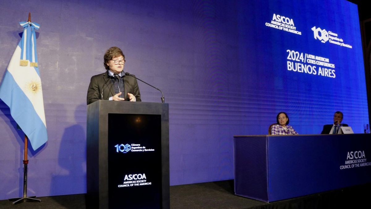 Milei en el Council of the Americas 2024.