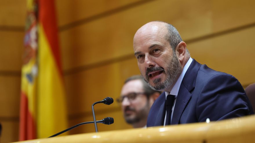 El presidente del Senado, Pedro Rollán, durante la sesión de control al Gobierno celebrada este martes en el Senado. EFE/ Kiko Huesca