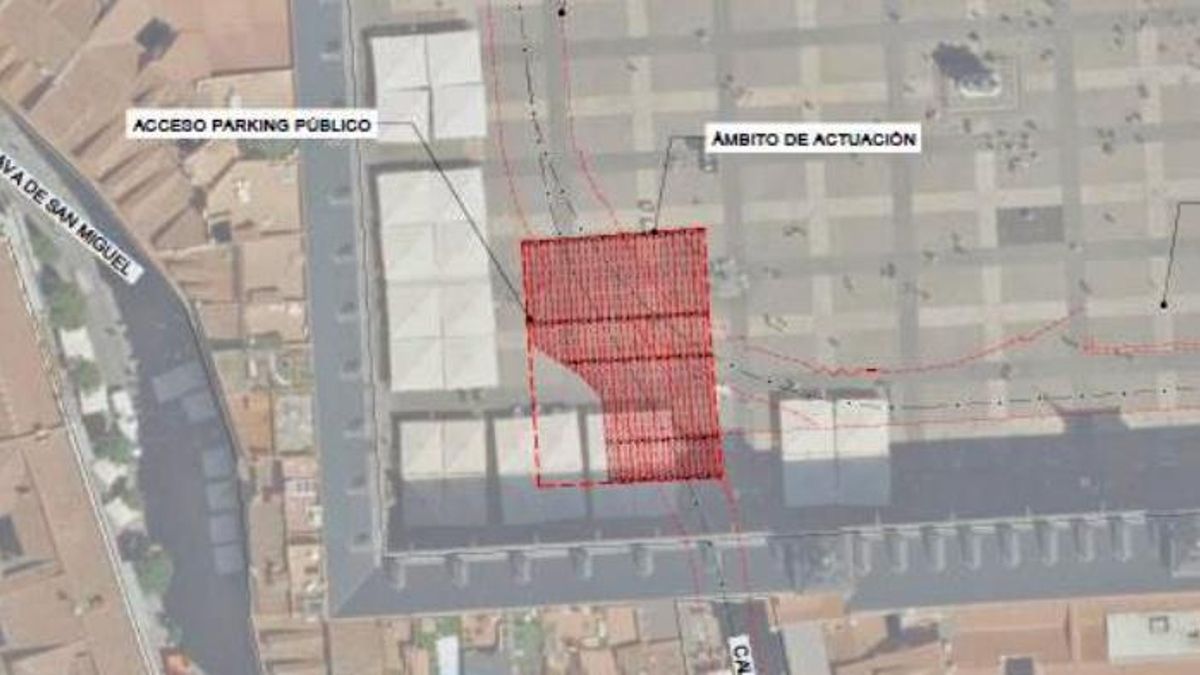 Detalle del alcance de las obras en superficie sobre la Plaza Mayor