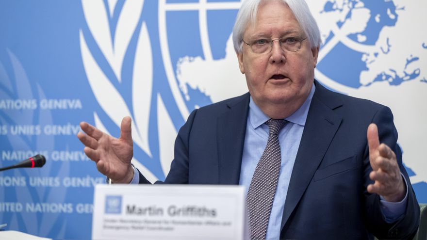Foto de archivo del jefe humanitario de la ONU, Martin Griffiths, que viajó a Yeda con el propósito de "tratar sobre asuntos humanitarios relacionados con Sudán". EFE/EPA/MARTIAL TREZZINI