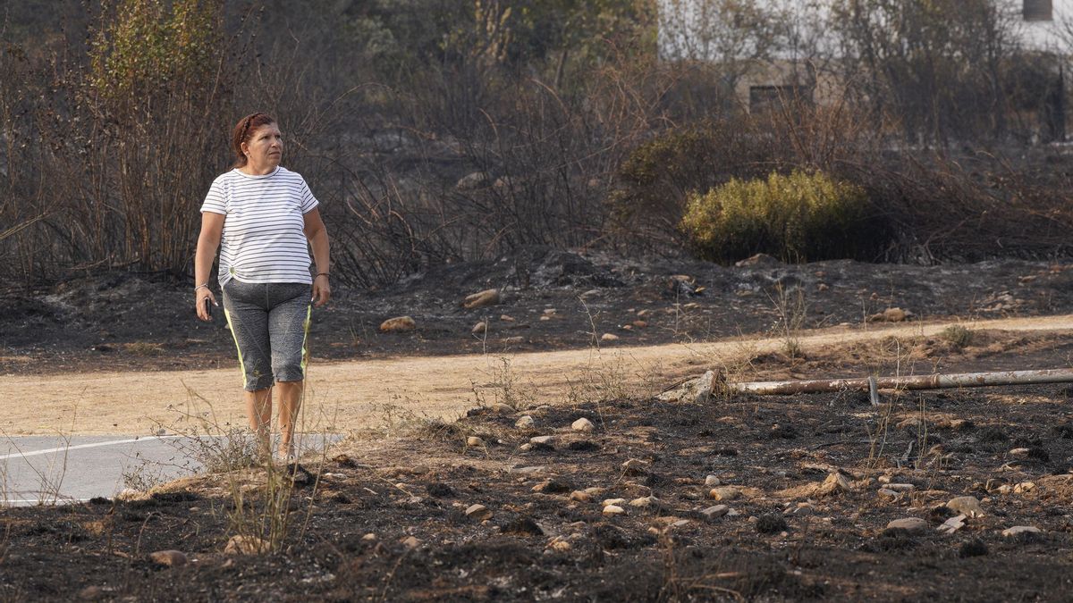 Una vecina de Carucedo, viendo el desastre del incendio de Yeres.