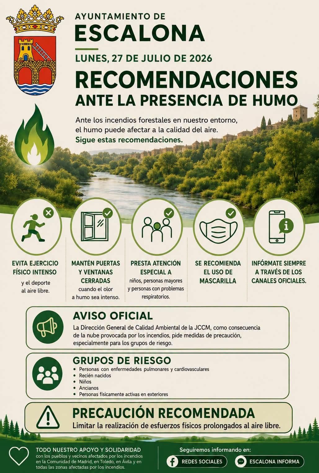 Recomendaciones ante la presencia del humo en Escalona